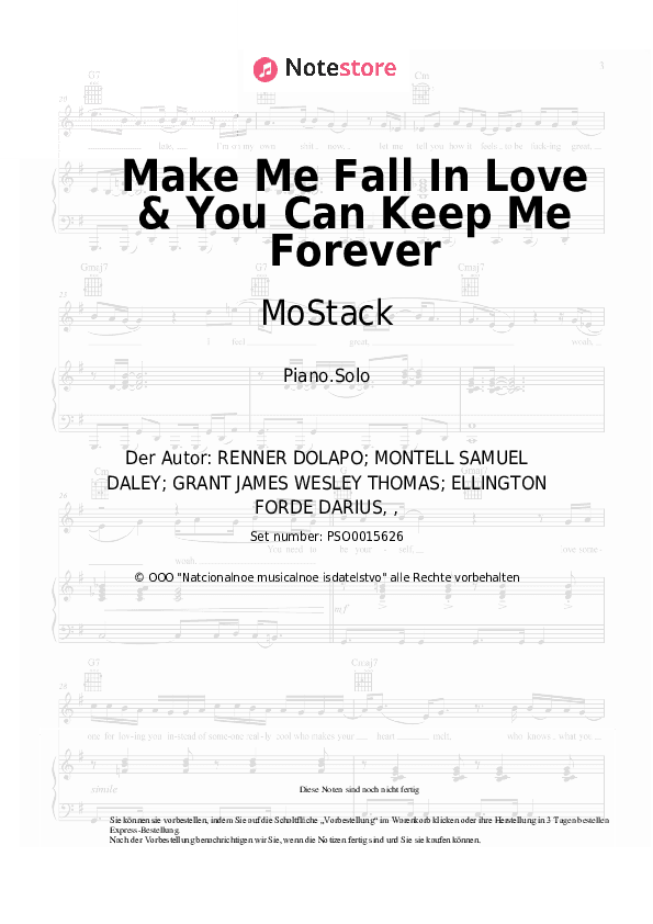 Noten MoStack, Dolapo - Make Me Fall In Love & You Can Keep Me Forever - Klavier.Solo
