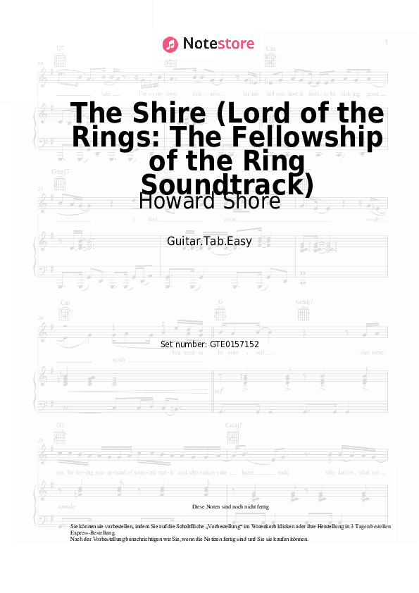 Einfache Tabs Howard Shore - The Shire (Lord of the Rings: The Fellowship of the Ring Soundtrack) - Gitarre.Tabs.Easy
