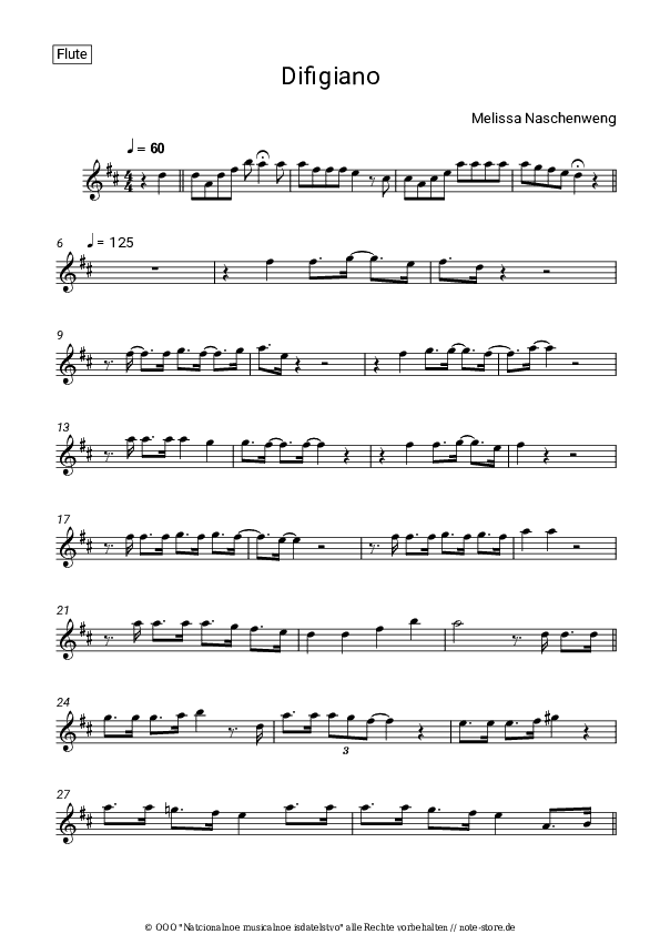 Noten Melissa Naschenweng - Difigiano - Flöte