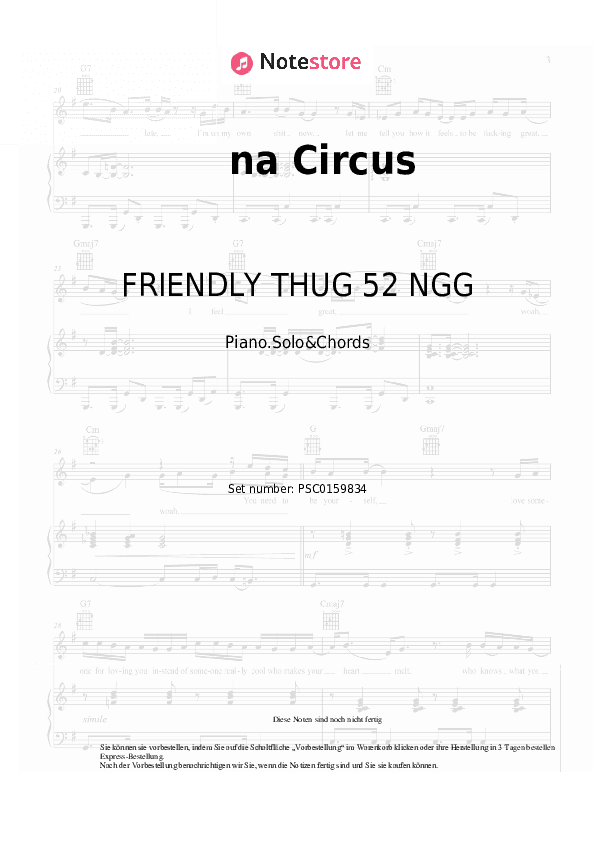 Noten und Akkorde FRIENDLY THUG 52 NGG, Scriptonite - na Circus - Klavier.Solo&Akkorde