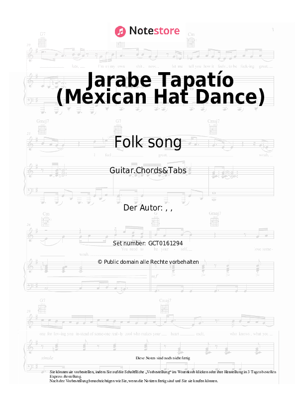 Akkorde Folk song - Jarabe Tapatío (Mexican Hat Dance) - Gitarren.Akkorde&Tabas