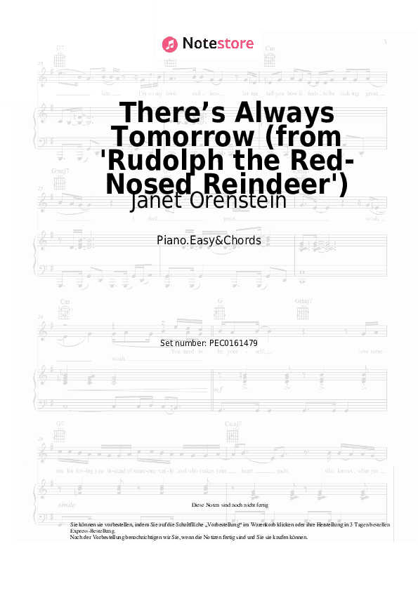 Einfache Noten und Akkorde Janet Orenstein - There’s Always Tomorrow (from 'Rudolph the Red-Nosed Reindeer') - Klavier.Einfach&Akkorde
