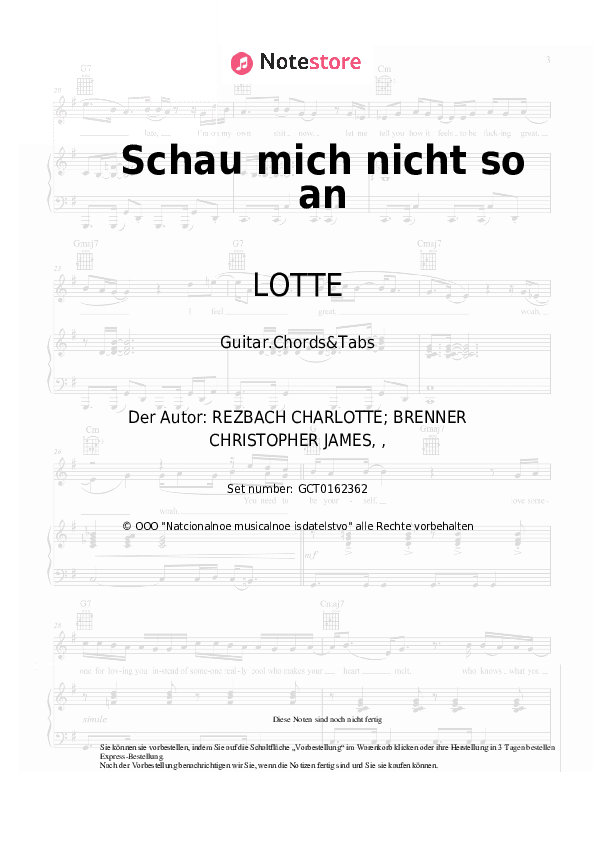 Akkorde LOTTE - Schau mich nicht so an - Gitarren.Akkorde&Tabas