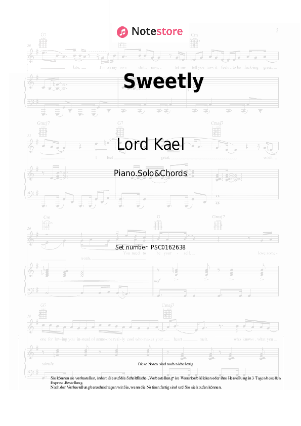 Noten und Akkorde Lord Kael - Sweetly - Klavier.Solo&Akkorde