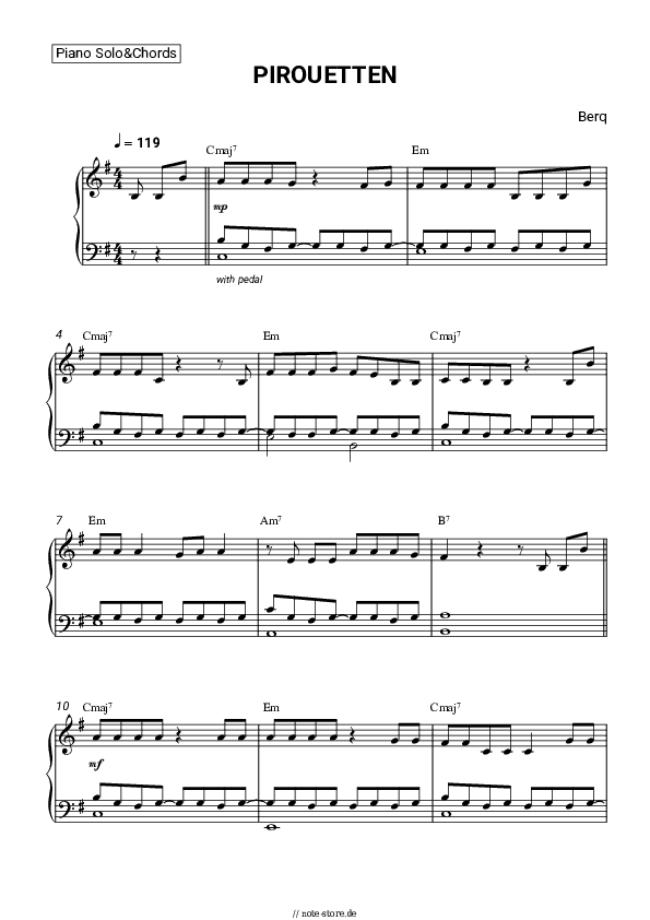 Noten und Akkorde Berq - PIROUETTEN - Klavier.Solo&Akkorde
