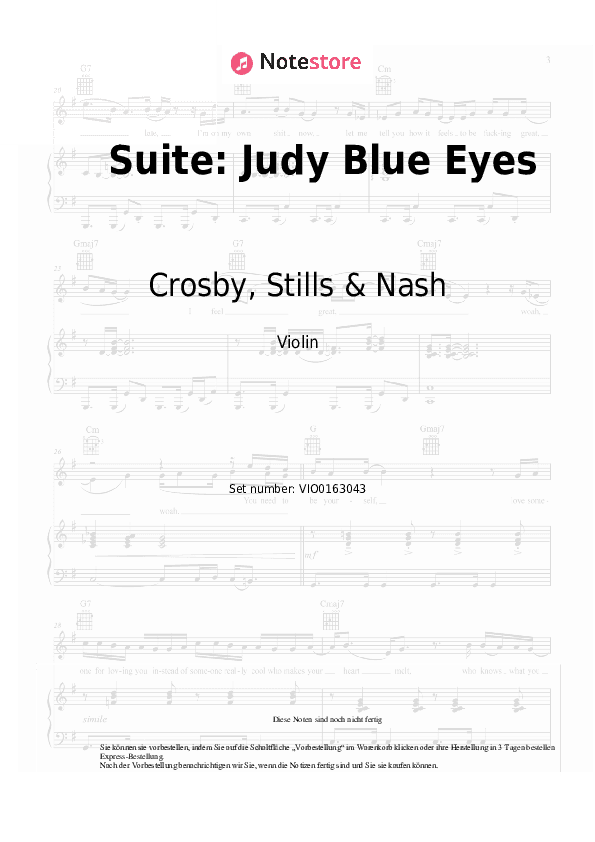 Noten Crosby, Stills & Nash - Suite: Judy Blue Eyes - Violine