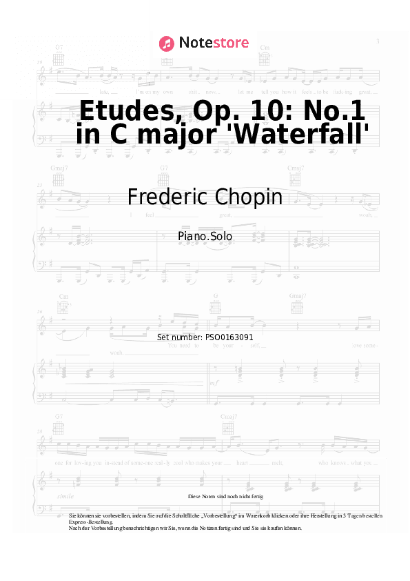 Noten Frederic Chopin - Etudes, Op. 10: No.1 in C major 'Waterfall' - Klavier.Solo