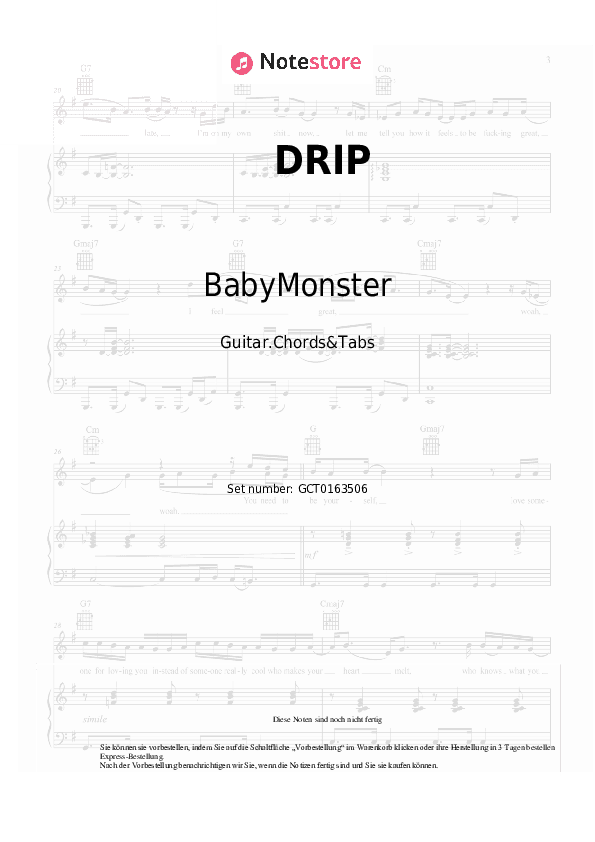 Akkorde BabyMonster - DRIP - Gitarren.Akkorde&Tabas