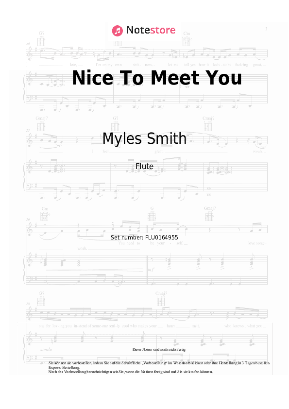 Noten Myles Smith - Nice To Meet You - Flöte