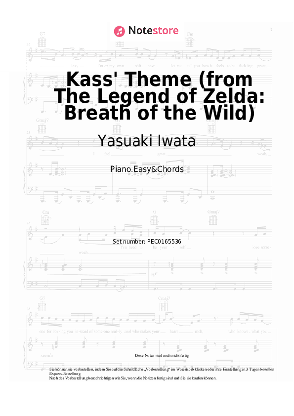 Einfache Noten und Akkorde Yasuaki Iwata - Kass' Theme (from The Legend of Zelda: Breath of the Wild) - Klavier.Einfach&Akkorde