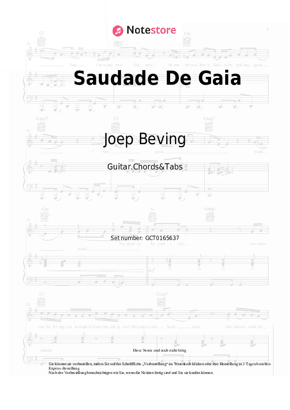 Akkorde Joep Beving - Saudade De Gaia - Gitarren.Akkorde&Tabas