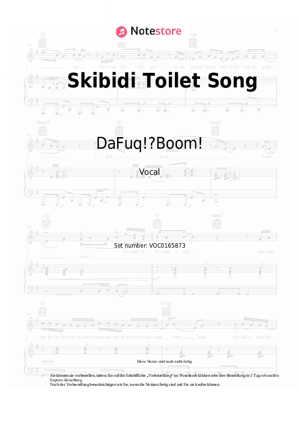 Noten DaFuq!?Boom! - Skibidi Toilet Song - Gesang