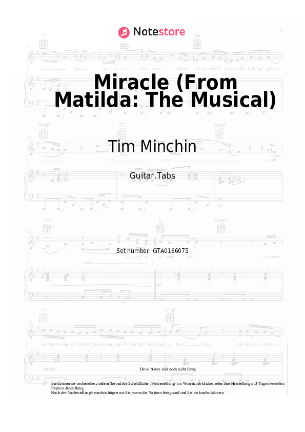 Tabs Tim Minchin - Miracle (From Matilda: The Musical) - Gitarre.Tabs
