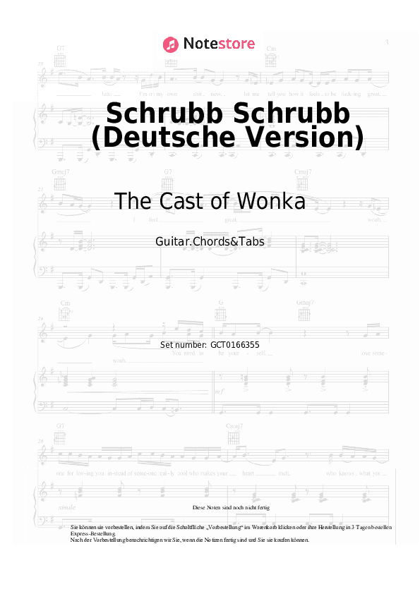 Akkorde The Cast of Wonka - Schrubb Schrubb (Deutsche Version) - Gitarren.Akkorde&Tabas