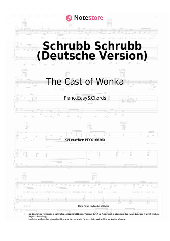 Einfache Noten und Akkorde The Cast of Wonka - Schrubb Schrubb (Deutsche Version) - Klavier.Einfach&Akkorde
