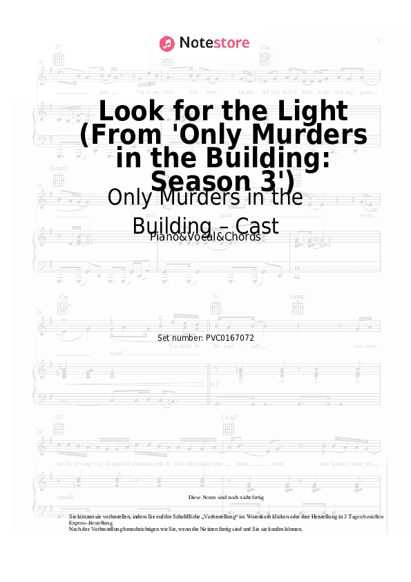Noten und Akkorde Only Murders in the Building – Cast - Look for the Light (From 'Only Murders in the Building: Season 3') - Klavier&Gesang&Akkorde