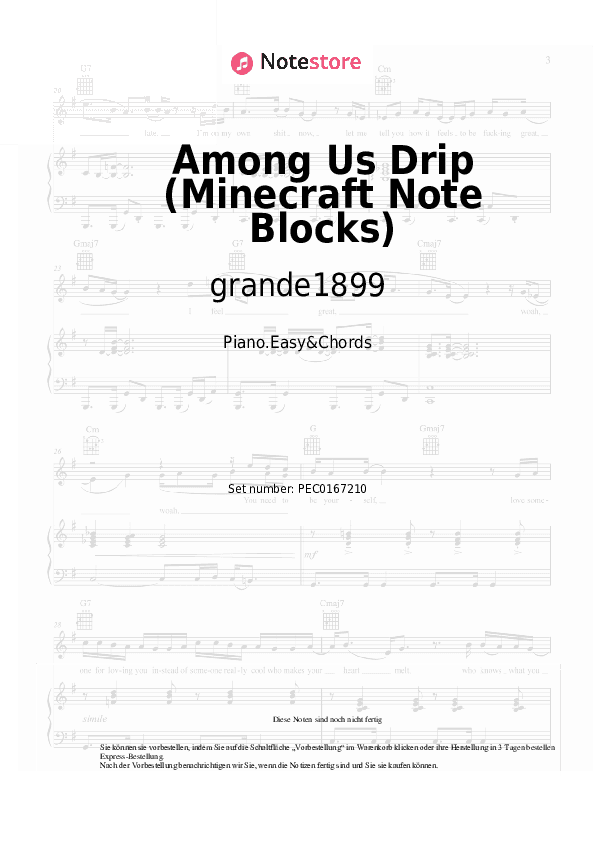 Einfache Noten und Akkorde grande1899 - Among Us Drip (Minecraft Note Blocks) - Klavier.Einfach&Akkorde