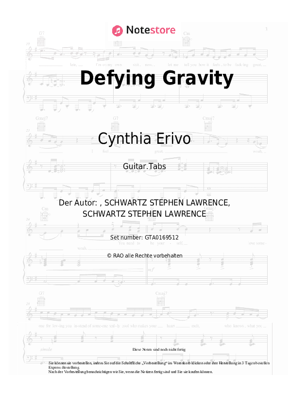 Tabs Cynthia Erivo, Ariana Grande - Defying Gravity - Gitarre.Tabs
