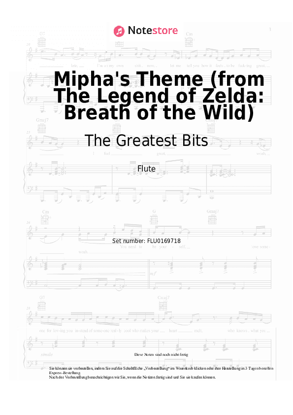 Noten The Greatest Bits - Mipha's Theme (from The Legend of Zelda: Breath of the Wild) - Flöte