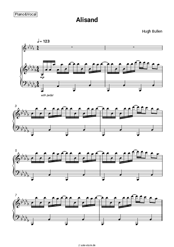 Noten mit Gesang Hugh Bullen - Alisand - Klavier&Gesang