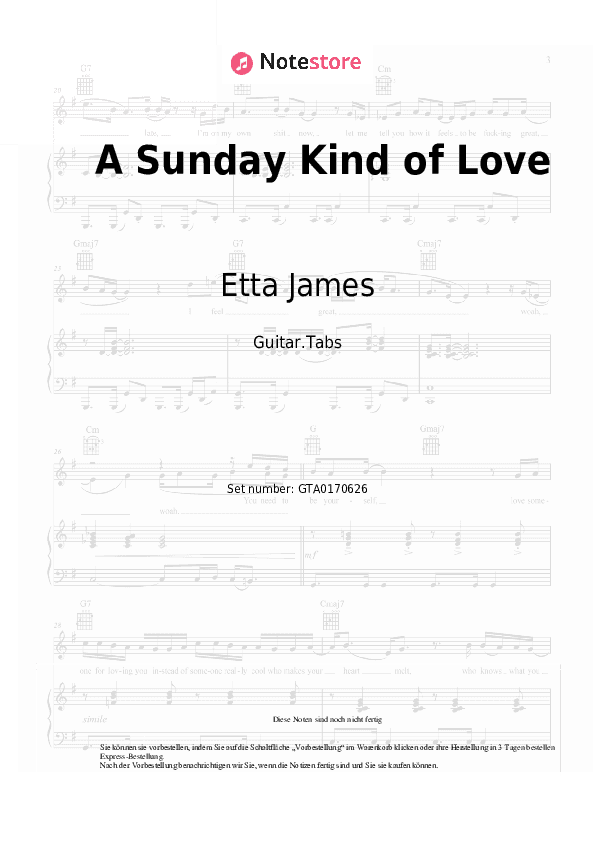 Tabs Etta James - A Sunday Kind of Love - Gitarre.Tabs
