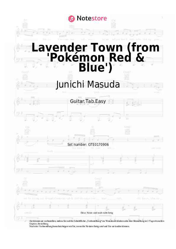 Einfache Tabs Junichi Masuda - Lavender Town (from 'Pokémon Red & Blue') - Gitarre.Tabs.Easy