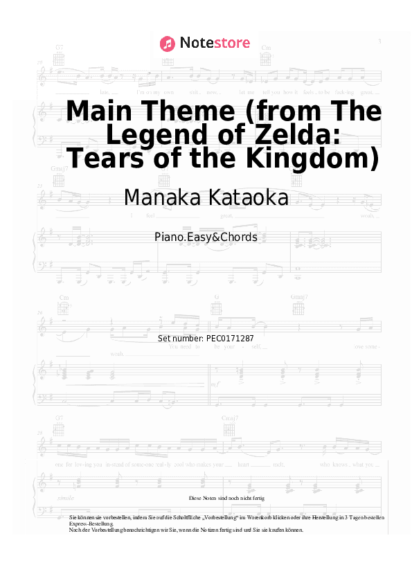 Einfache Noten und Akkorde Manaka Kataoka - Main Theme (from The Legend of Zelda: Tears of the Kingdom) - Klavier.Einfach&Akkorde