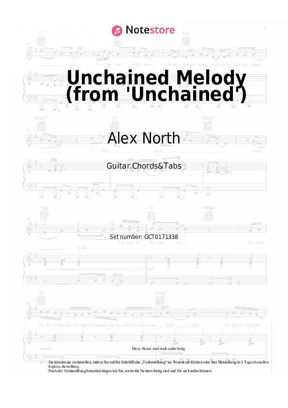 Akkorde Alex North - Unchained Melody (from 'Unchained') - Gitarren.Akkorde&Tabas