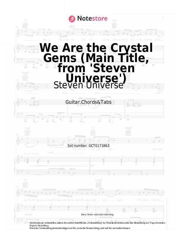 Akkorde Steven Universe - We Are the Crystal Gems (Full Theme Song) - Gitarren.Akkorde&Tabas