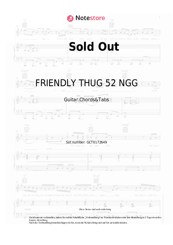 Akkorde FRIENDLY THUG 52 NGG, Kizaru - Sold Out - Gitarren.Akkorde&Tabas