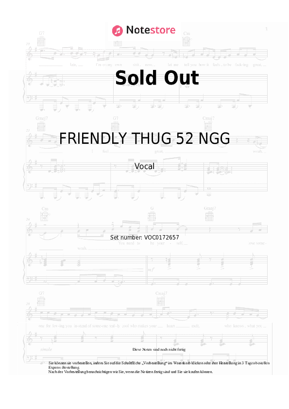 Noten FRIENDLY THUG 52 NGG, Kizaru - Sold Out - Gesang