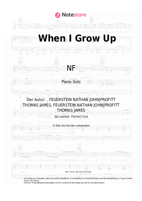 Noten NF - When I Grow Up - Klavier.Solo