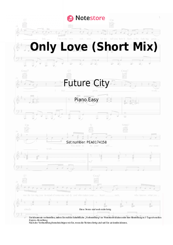 Einfache Noten Future City - Only Love (Short Mix) - Klavier.Einfach
