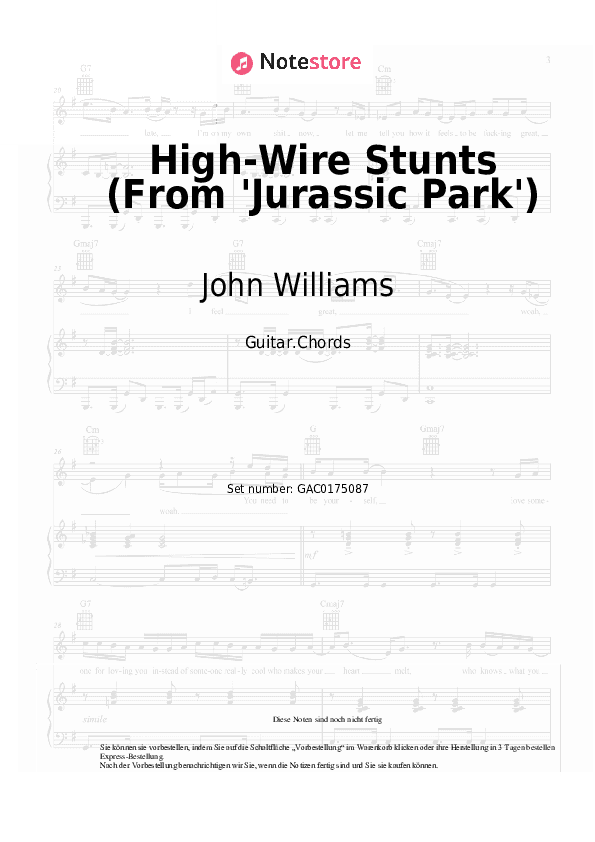 Akkorde John Williams - High-Wire Stunts (From 'Jurassic Park') - Gitarre.Akkorde
