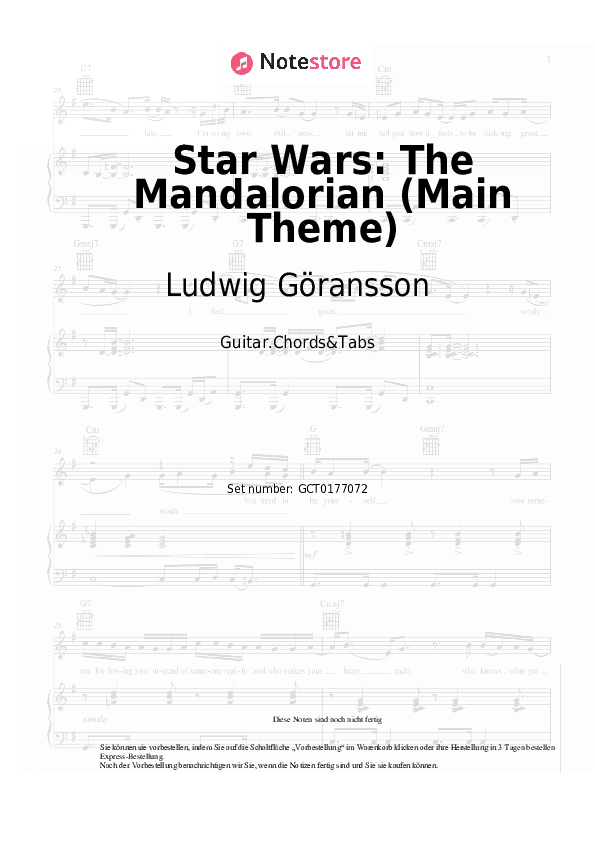 Akkorde Ludwig Göransson - Star Wars: The Mandalorian (Main Theme) - Gitarren.Akkorde&Tabas