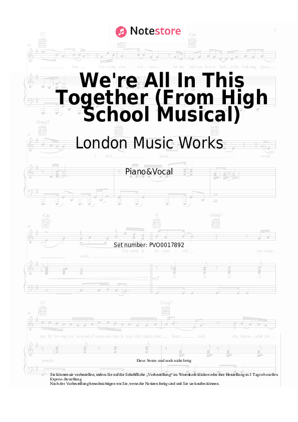 Noten mit Gesang London Music Works - We're All In This Together (From High School Musical) - Klavier&Gesang