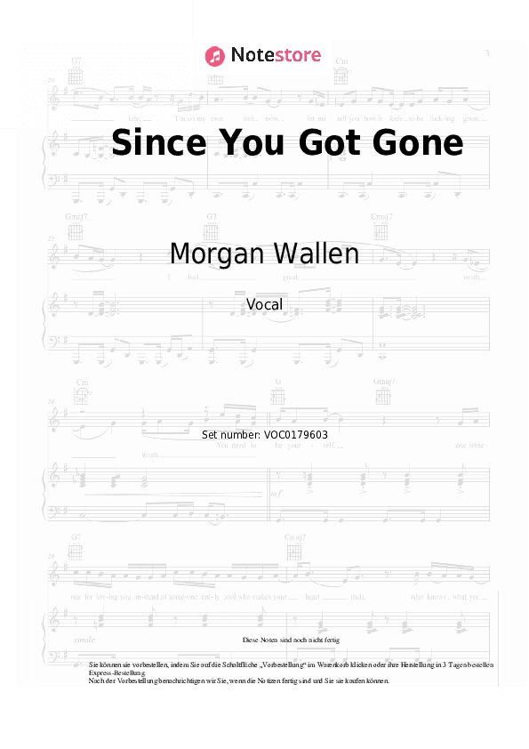 Noten Morgan Wallen - Since You Got Gone - Gesang