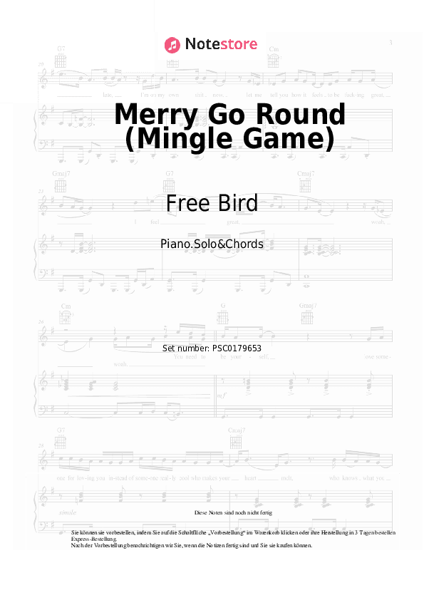 Noten und Akkorde Free Bird - Merry Go Round (Mingle Game) - Klavier.Solo&Akkorde