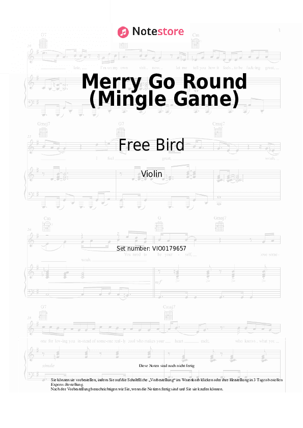 Noten Free Bird - Merry Go Round (Mingle Game) - Violine