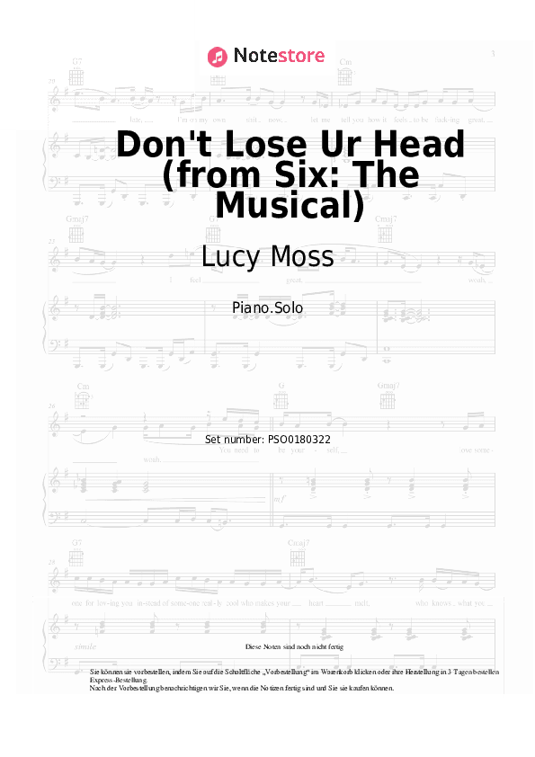 Noten Lucy Moss, Toby Marlow - Don't Lose Ur Head (from Six: The Musical) - Klavier.Solo