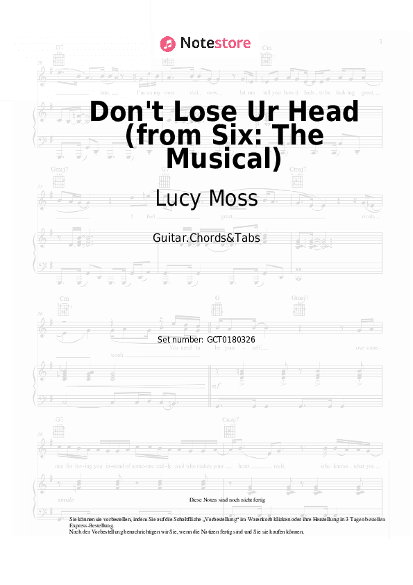 Akkorde Lucy Moss, Toby Marlow - Don't Lose Ur Head (from Six: The Musical) - Gitarren.Akkorde&Tabas