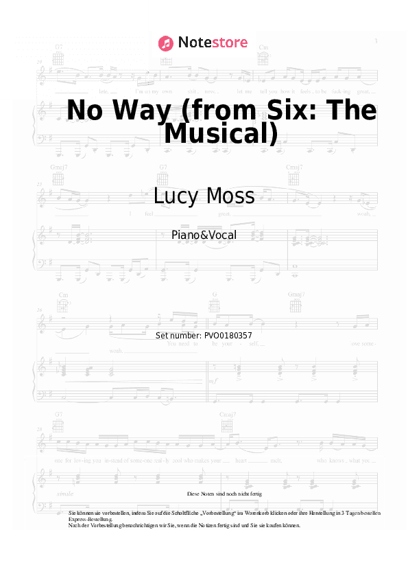 Noten mit Gesang Lucy Moss, Toby Marlow - No Way (from Six: The Musical) - Klavier&Gesang