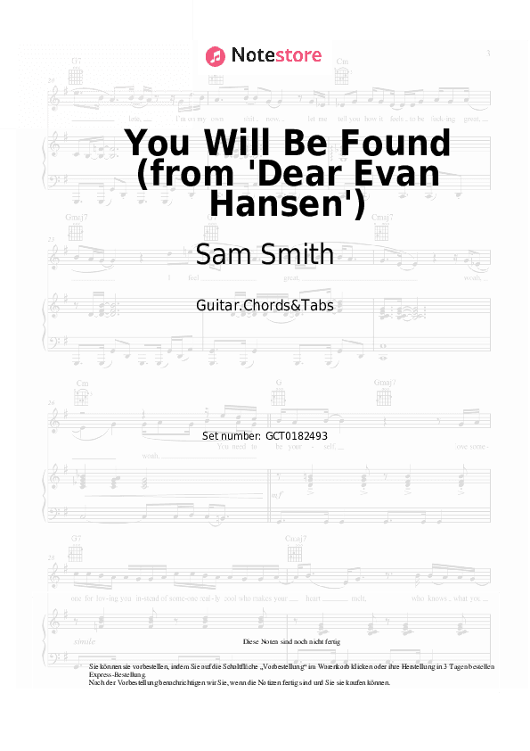 Akkorde Sam Smith, Summer Walker - You Will Be Found (from 'Dear Evan Hansen') - Gitarren.Akkorde&Tabas