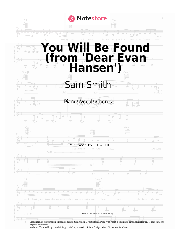 Noten und Akkorde Sam Smith, Summer Walker - You Will Be Found (from 'Dear Evan Hansen') - Klavier&Gesang&Akkorde