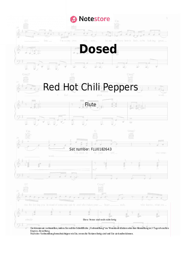 Noten Red Hot Chili Peppers - Dosed - Flöte