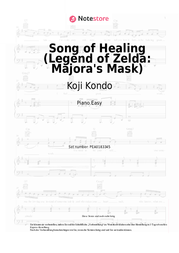 Einfache Noten Koji Kondo - Song of Healing (Legend of Zelda: Majora's Mask) - Klavier.Einfach