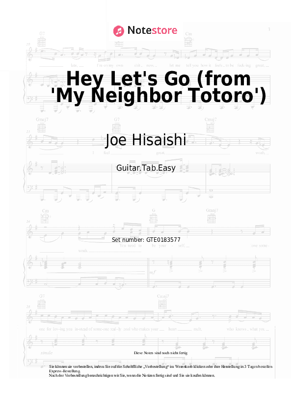 Einfache Tabs Joe Hisaishi - Hey Let's Go (from 'My Neighbor Totoro') - Gitarre.Tabs.Easy