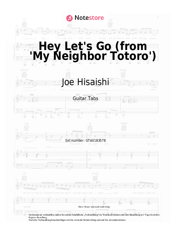 Tabs Joe Hisaishi - Hey Let's Go (from 'My Neighbor Totoro') - Gitarre.Tabs