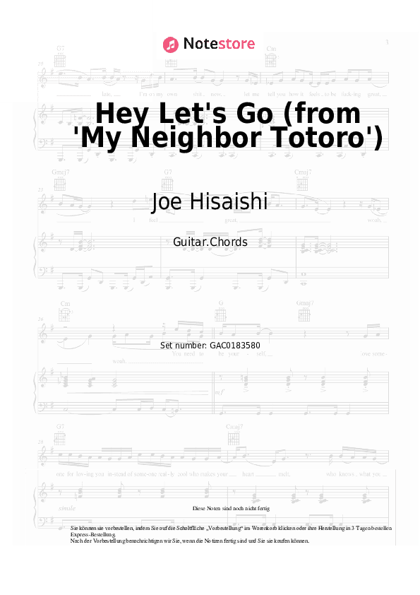 Akkorde Joe Hisaishi - Hey Let's Go (from 'My Neighbor Totoro') - Gitarre.Akkorde