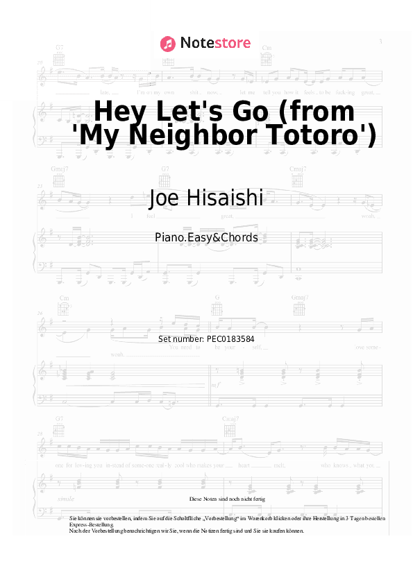 Einfache Noten und Akkorde Joe Hisaishi - Hey Let's Go (from 'My Neighbor Totoro') - Klavier.Einfach&Akkorde